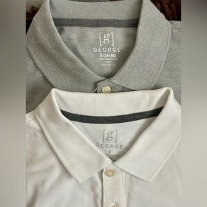 NWT George Men's Pique Polo Shirt with Short Sleeves, Small. Pick White or Gray